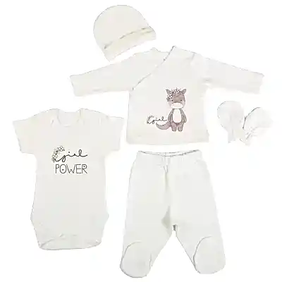 Bm Fabric Girl Desenli Yenidoğan 5'li Hastane Çıkışı Kız Bebek