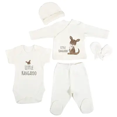 Bm Fabric Kanguru Desenli Yenidoğan 5'li Hastane Çıkışı Unisex