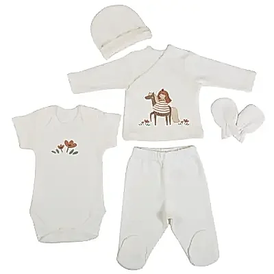 Bm Fabric Prenses Desenli Yenidoğan 5'li Hastane Çıkışı Kız Bebek