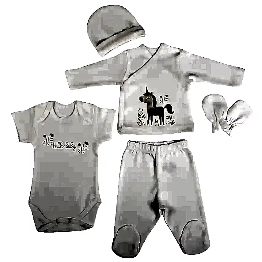 Bm Fabric Unicorn Desenli Yenidoğan 5'li Hastane Çıkışı Kız Bebek - 1