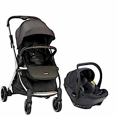 Kraft Kenya S Armor Plus Çift Yönlü Tek Elle Katlanabilir Kompakt Travel Sistem Bebek Arabası Black