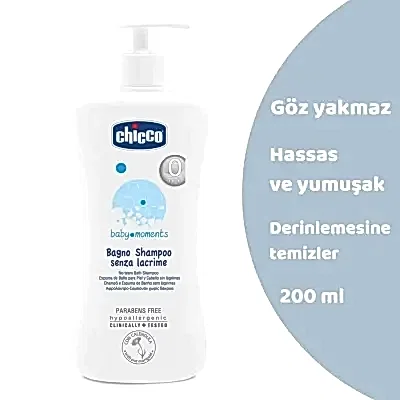 Chicco Baby Moments Doğal Göz Yakmayan Bebek Saç ve Vücut Şampuanı 200 ml