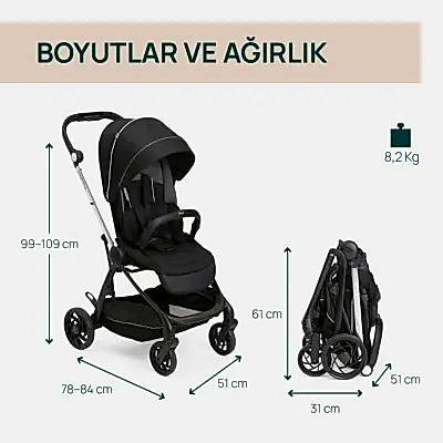 Chicco One4Ever Lounge Çift Yönlü Kolay Katlanabilen Kabin Bebek Arabası Black Beauty - 8