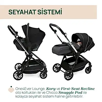 Chicco One4Ever Lounge Çift Yönlü Kolay Katlanabilen Kabin Bebek Arabası Black Beauty - 9