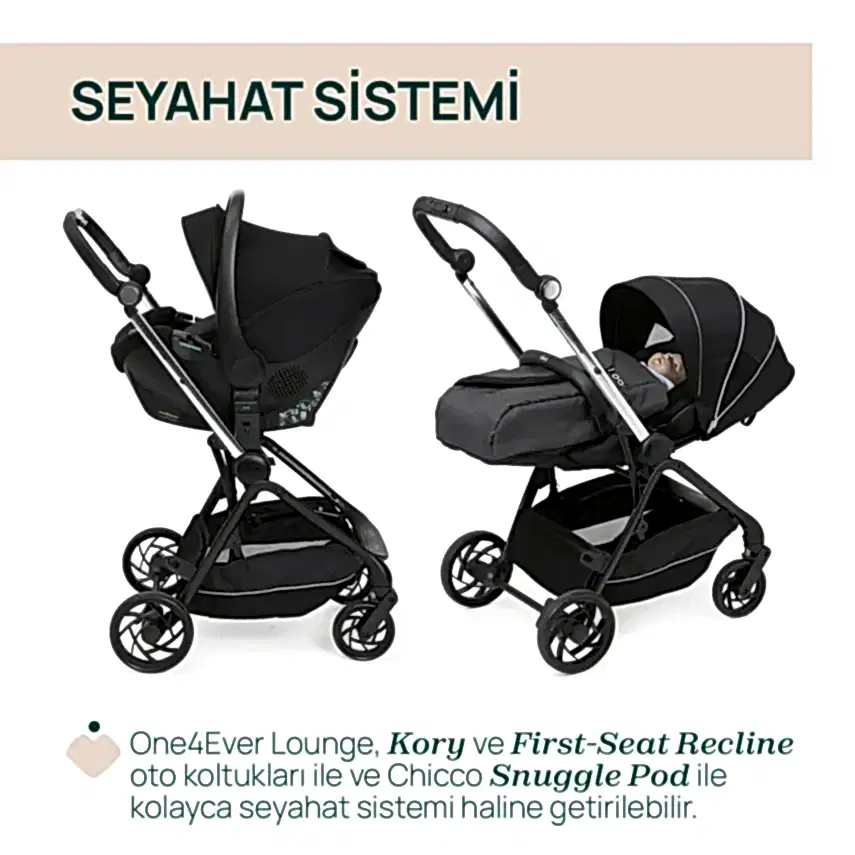 Chicco One4Ever Lounge Çift Yönlü Kolay Katlanabilen Kabin Bebek Arabası Black Beauty - 9