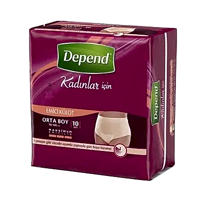 Depend Tek Kullanımlık Emici Kadın Külodu 10'lu Orta Boy
