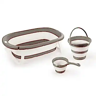 Dolu Nuve Çocuk Katlanabilir 3lü Küvet Seti Gri