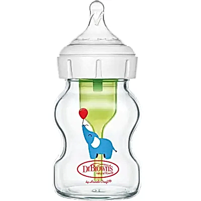 Dr Browns Geniş Ağız Anti-Kolik Options+ Desenli Cam Biberon Fil150 ml