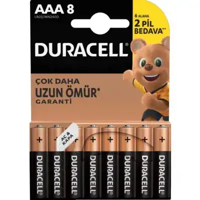 Duracell AAA İnce Kalem Pil 6+2 Li
