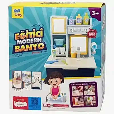 Eğitici Modern Banyo Lavabo Sesli Ve Müzikli Mavi