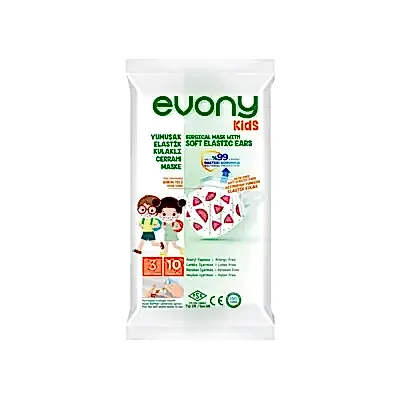 Evony Kids Cerrahi Hijyenik Telli Çocuk Maskesi Desenli 10lu