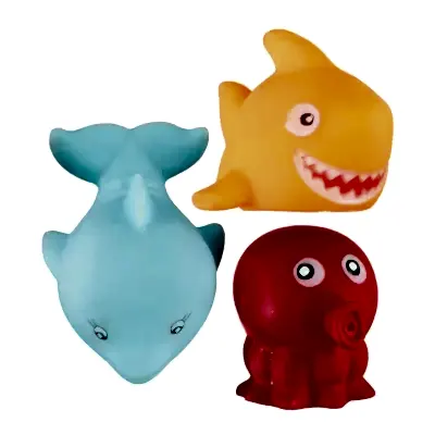 Filede 3'lü Banyo Oyuncağı Yırtıcı Deniz Canlıları Seti