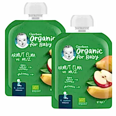 Gerber Organik Armutlu Elmalı Muzlu Meyve Püresi 90 gr*2