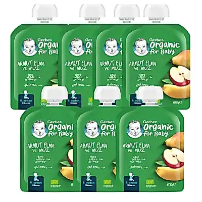 Gerber Organik Armutlu Elmalı Muzlu Meyve Püresi 90 gr*7