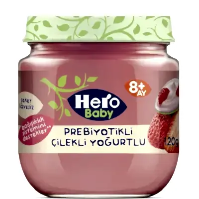 Hero Baby Prebiyotikli Çilekli Yoğurtlu Kavanoz Maması 120 Gr