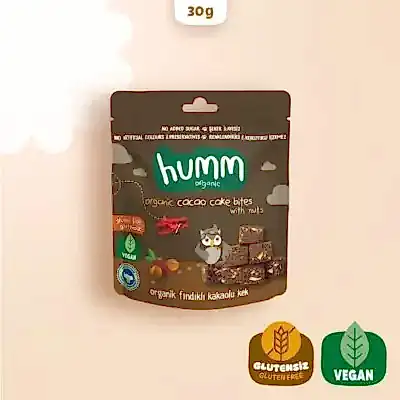 Humm Organik Glutensiz Vegan Kakaolu ve Fındıklı Kek 30 gr