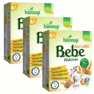 Hünnap Keçi Sütlü Bebek Bisküvisi 400 gr x3