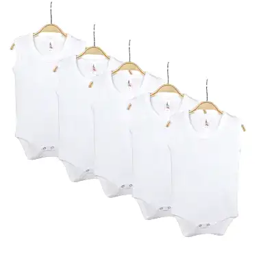 Hvc Bebek Body Askılı Atlet Body Ribanalı Pamuklu Zıbın Beyaz 5li Unisex