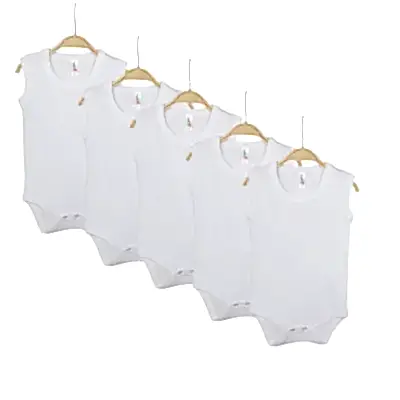 Hvc Bebek Body Askılı Atlet Body Ribanalı Pamuklu Zıbın Beyaz 5li Unisex