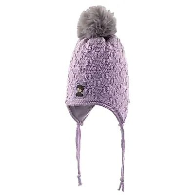 Kitti Kız Bebek Kulaklı Bere Açık Lila 0-18 Ay 