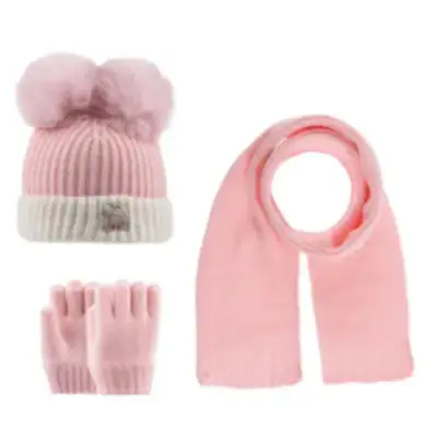 Kitti Unisex Bebek Atkı Bere Eldiven Takım Krem