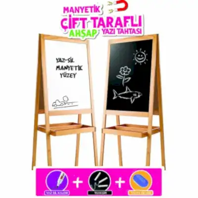 Manyetik Çift Taraflı Ahşap Yazı Tahtası