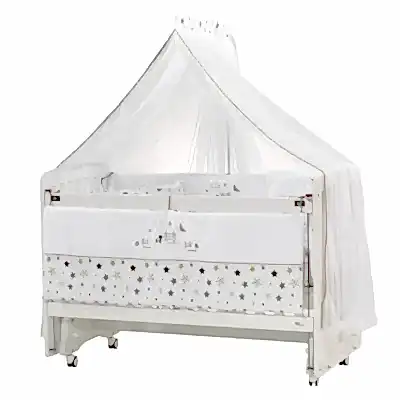 Meltem Kids Woody Anne Yanı Ahşap Sallanır Beşik+Yatak+Uyku Seti+Cibinlik Kuzu