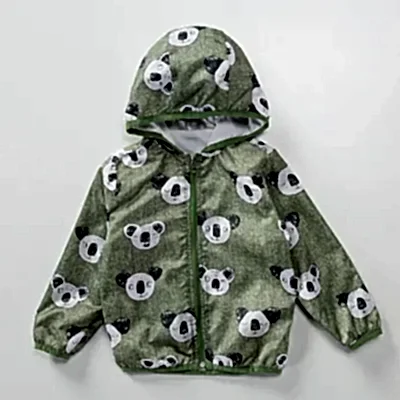 Midimod Erkek Yağmurluk Koala Baskılı Haki