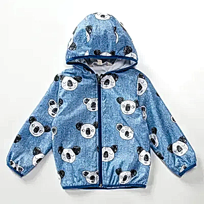 Midimod Erkek Yağmurluk Koala Baskılı İndigo