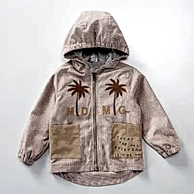 Midimod Erkek Yağmurluk Palmiyeli Bej