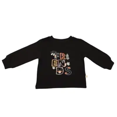 Mini Damla Çocuk Sweatshirt Friend Siyah