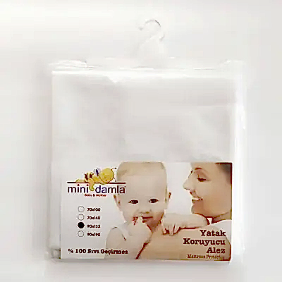 Mini Damla Su Geçirmez Kaydırmaz Alez Yatak Koruyucu 90X135Cm Beyaz