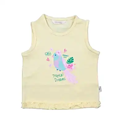 Mini Damla T-Shirt Kolsuz Tropikal Sarı