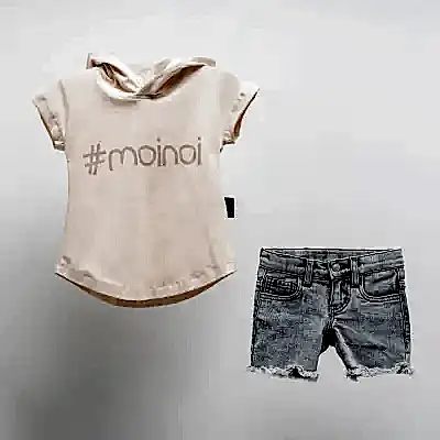 Moi Noi 2li Takım Şortlu Kot Basic Bej