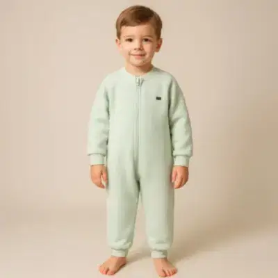 Moi Noi Fermuarlı Uzun Kollu Kışlık Uyku Tulum Waffle Mint 2,5 Tog