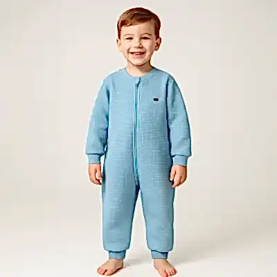 Moi Noi Fermuarlı Uzun Kollu Kışlık Uyku Tulum Waffle Petrol 2,5 Tog