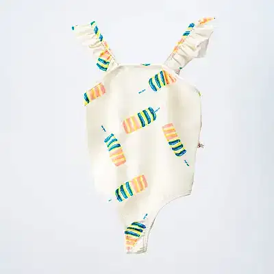 Moi Noi Kız Çocuk Mayo Desenli Bej - Ice Cream