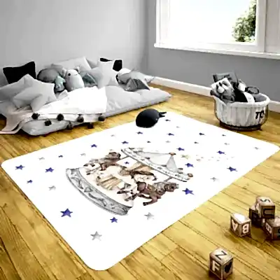 Momys Care Atlı Karınca Dönme Dolap Çocuk Odası Halı 100x160 Cm