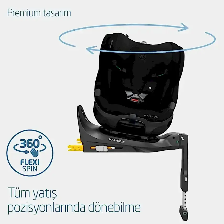 Maxi-Cosi Emerald 360 Pro I-size Araç Dışına Çıkabilen Isofix'li Dönebilir Yatabilir Slidetech Oto Koltuğu 0-36 Kg Authentic Black - 3