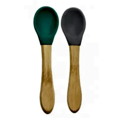 OiOi Mama Kaşığı 2li Aqua Green - Powder Grey