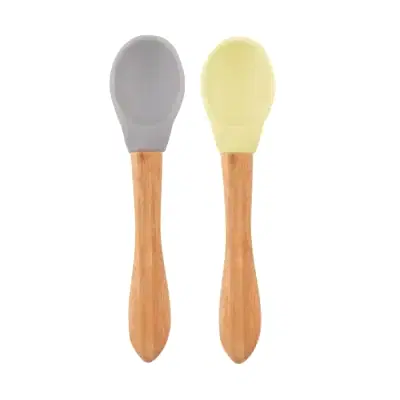 OiOi Mama Kaşığı 2li Powder Grey - Mellow Yellow