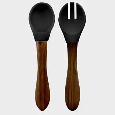 OiOi Mama Kaşığı + Çatal Powder Grey