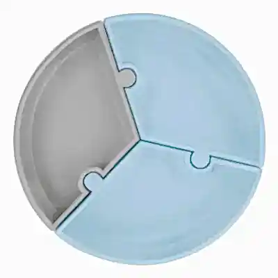 OiOi Puzzle Vakumlu Mama Tabağı Mineral Blue - Powder Grey