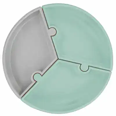 OiOi Puzzle Vakumlu Mama Tabağı River Green - Powder Grey