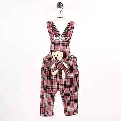 Overdo Kız Salopet Ayıcıklı EkoseO Pembe