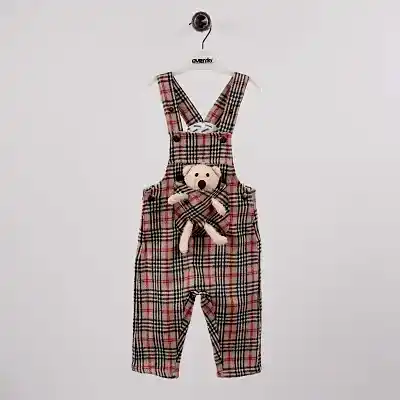 Overdo Unisex Salopet Ayıcıklı EkoseO Bej