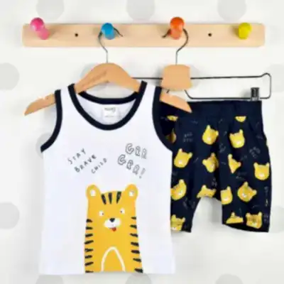 Pelops 2li Takım Atlet Rırr Tiger Baskılı Beyaz