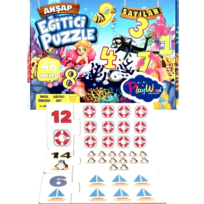 Playwood Eğitici Ahşap Hafıza Kartları Sayılar
