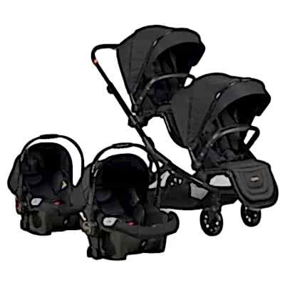 Prego Ibiza Plus Çift Yönlü Travel Sistem İkiz Bebek Arabası Siyah 2223