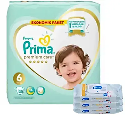 Prima Premium Care Bebek Bezi 6 Beden 13+ Kg 35Li Ekonomik Bm Care Sensitive Islak Mendilli Avantaj 